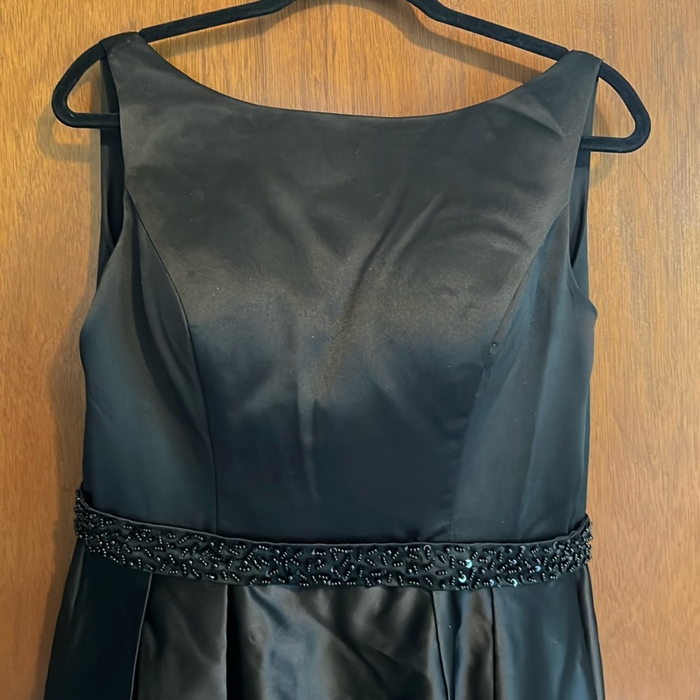 Black custom made floor length formal gown